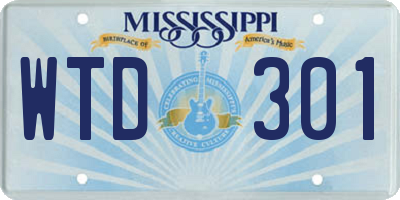 MS license plate WTD301