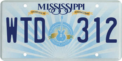 MS license plate WTD312