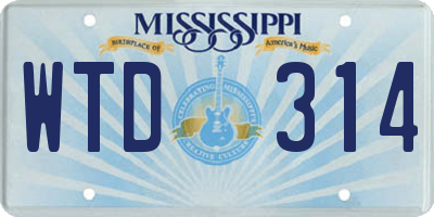 MS license plate WTD314