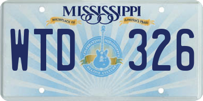 MS license plate WTD326