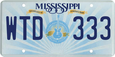 MS license plate WTD333