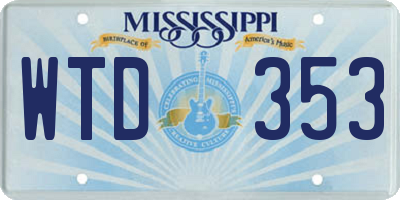 MS license plate WTD353