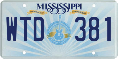 MS license plate WTD381