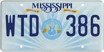MS license plate WTD386