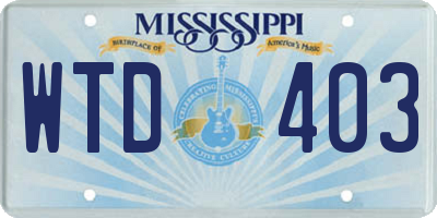 MS license plate WTD403