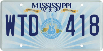 MS license plate WTD418