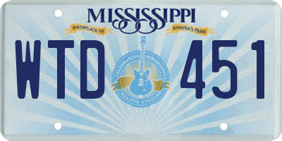MS license plate WTD451