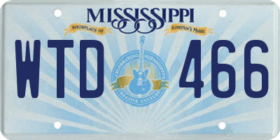 MS license plate WTD466