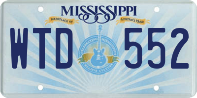 MS license plate WTD552