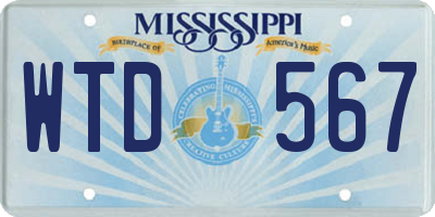 MS license plate WTD567
