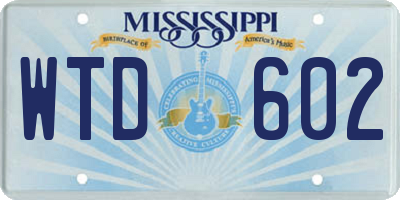 MS license plate WTD602