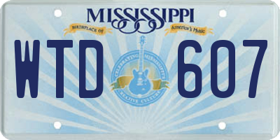 MS license plate WTD607