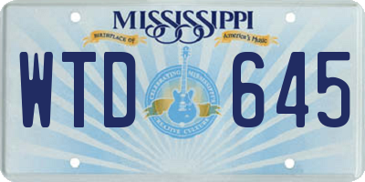 MS license plate WTD645