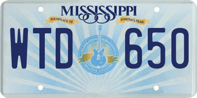 MS license plate WTD650