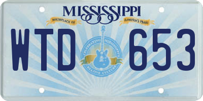 MS license plate WTD653
