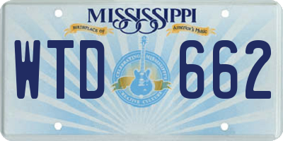 MS license plate WTD662