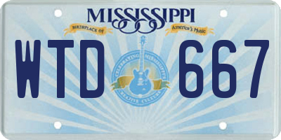 MS license plate WTD667