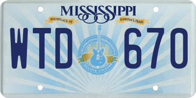 MS license plate WTD670