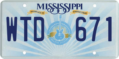 MS license plate WTD671