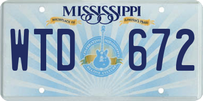 MS license plate WTD672