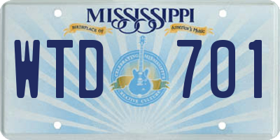 MS license plate WTD701