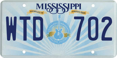 MS license plate WTD702