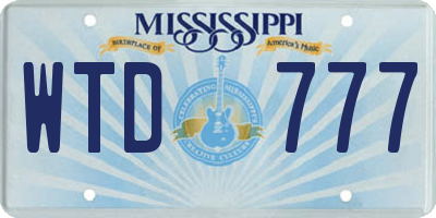 MS license plate WTD777