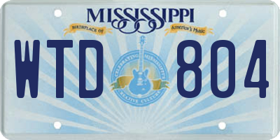 MS license plate WTD804