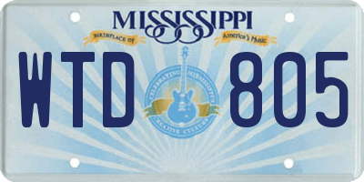 MS license plate WTD805