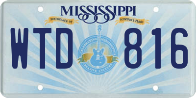 MS license plate WTD816