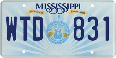 MS license plate WTD831