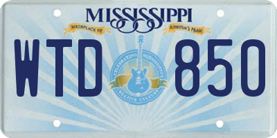 MS license plate WTD850