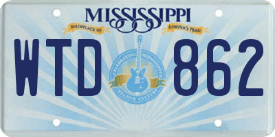 MS license plate WTD862