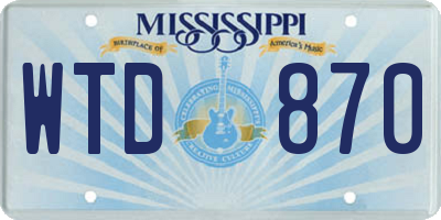 MS license plate WTD870