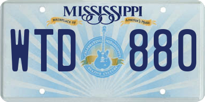 MS license plate WTD880