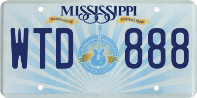 MS license plate WTD888