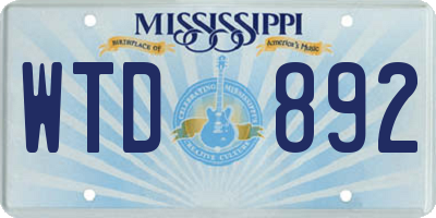 MS license plate WTD892