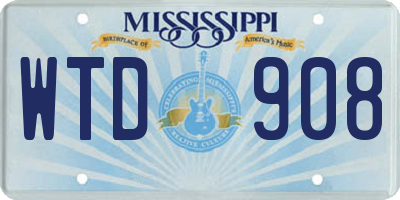 MS license plate WTD908