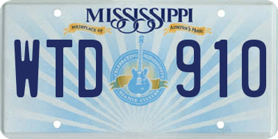 MS license plate WTD910