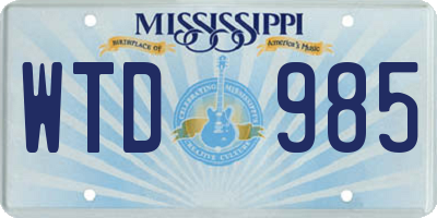 MS license plate WTD985