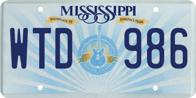 MS license plate WTD986
