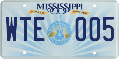 MS license plate WTE005