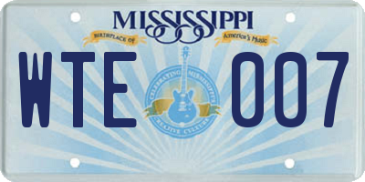 MS license plate WTE007