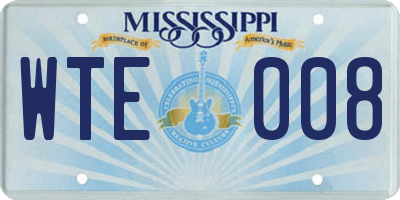 MS license plate WTE008