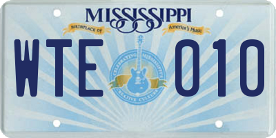 MS license plate WTE010