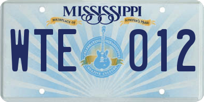 MS license plate WTE012