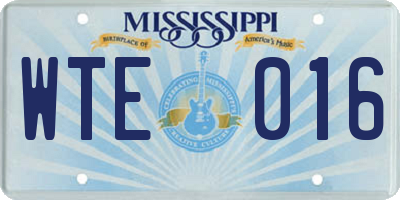MS license plate WTE016