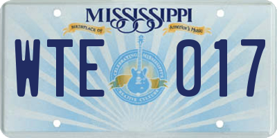 MS license plate WTE017
