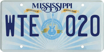 MS license plate WTE020