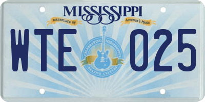 MS license plate WTE025